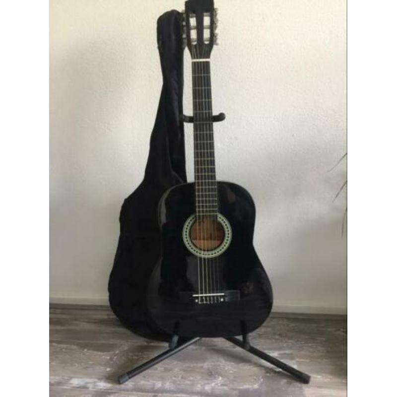 Klassiek gitaar met hose en standaard,