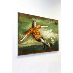 3D Metaal olieverfschilderij. Olieverf schilderij Voetbal.