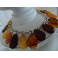 Vintage barnsteen bedelarmband echt zilver MOGGIES