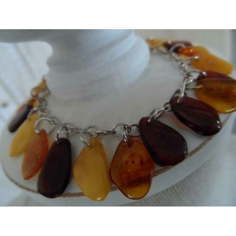 Vintage barnsteen bedelarmband echt zilver MOGGIES