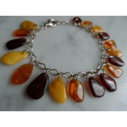 Vintage barnsteen bedelarmband echt zilver MOGGIES