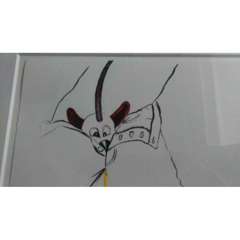 Rachid Ben Ali - Inkttekening op papier (ingelijst)