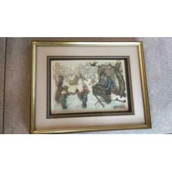Anton Pieck 3 D ice skating 33.5x26.5 cm