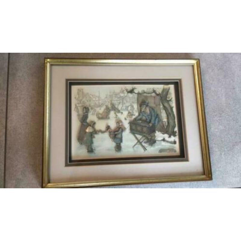 Anton Pieck 3 D ice skating 33.5x26.5 cm