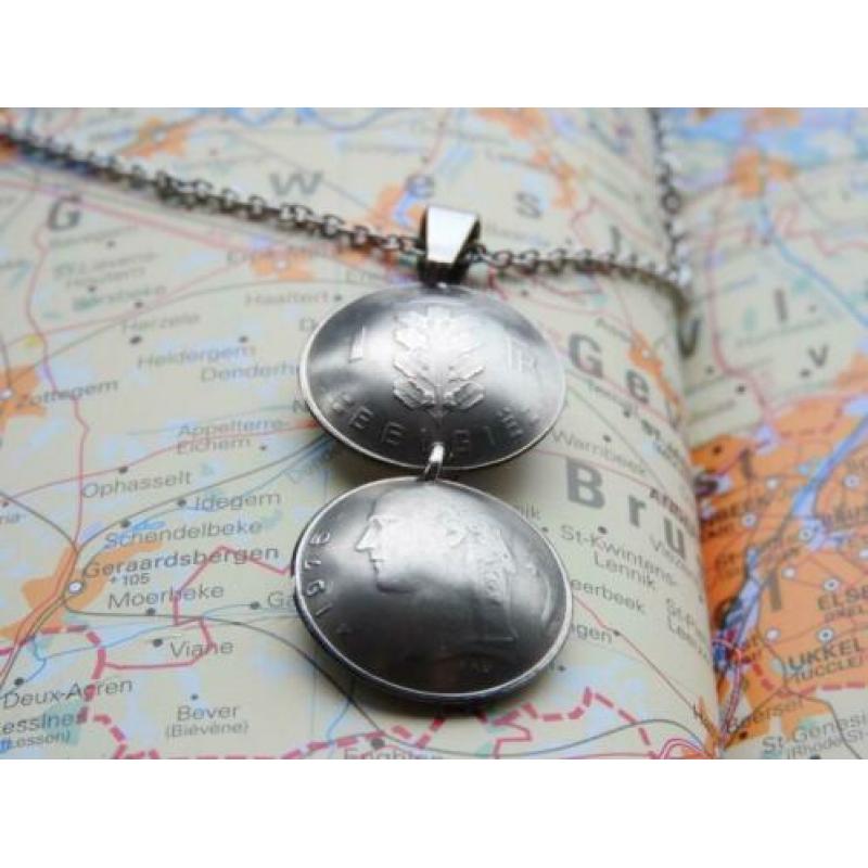 Belgie: originele munt ketting/sleutelhanger reiscadeau