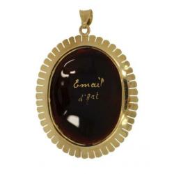 14 karaats gouden Vintage ketting hanger portret emaille