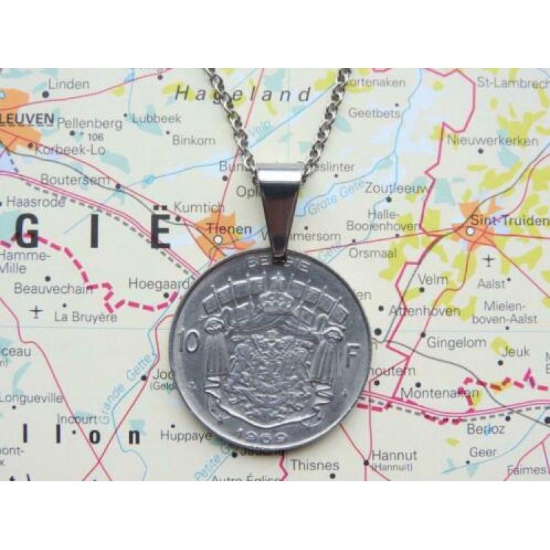 Belgie: originele munt ketting/sleutelhanger reiscadeau
