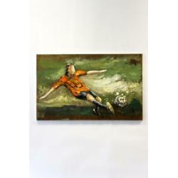 3D Metaal olieverfschilderij. Olieverf schilderij Voetbal.