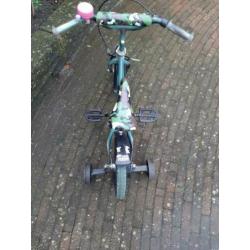 Camouflage jongens fietsje12,5 inch wielen en zijwieltjes
