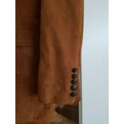 Lange rood/bruine suede jas van Sniffers maat 44