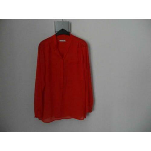 Voille oranje blouse merk Second Female maat L lange mouw