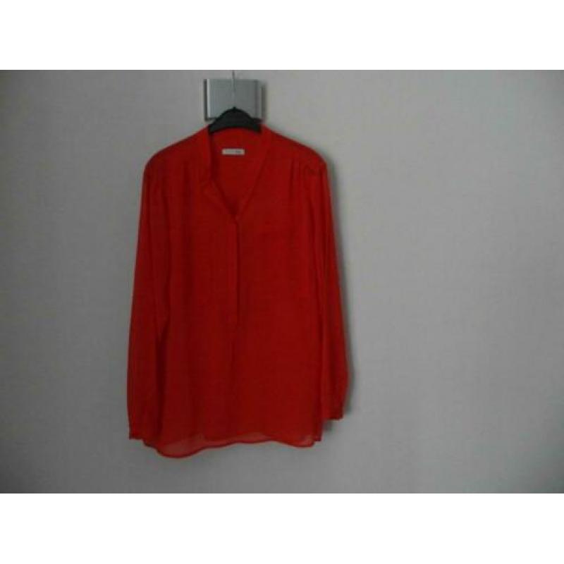 Voille oranje blouse merk Second Female maat L lange mouw