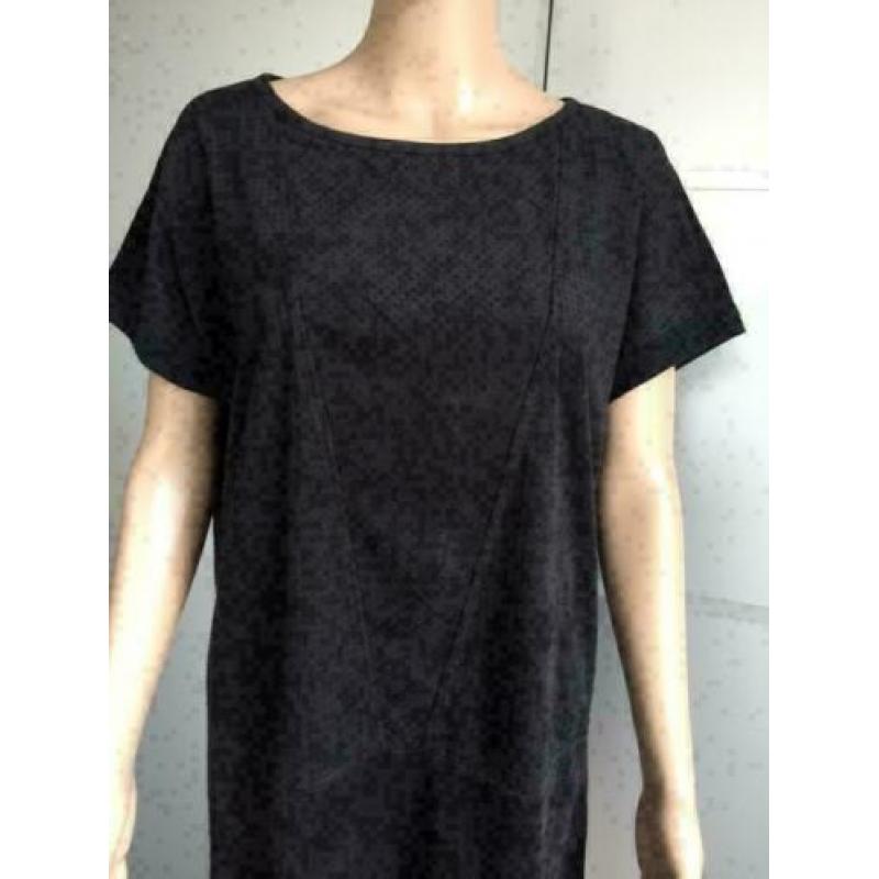 D03 GARCIA maat M=38/40 imitatie-suede leren jurk zwart