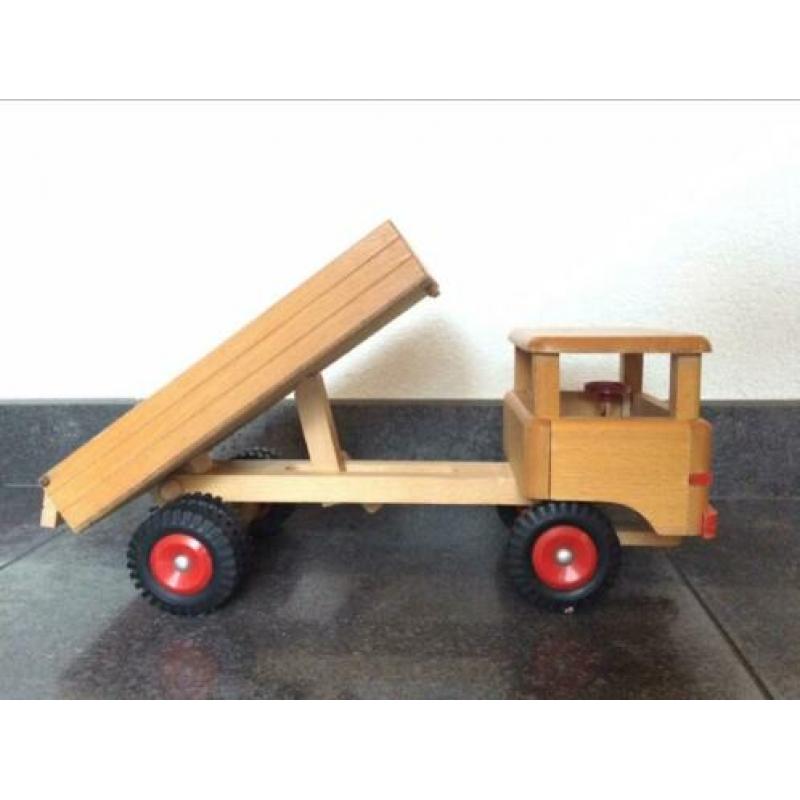 Antieke houten vrachtwagen kiepwagen jaren 60 / 70