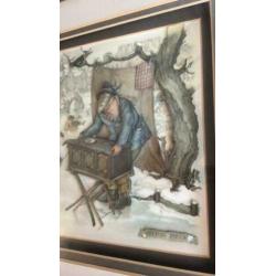 Anton Pieck 3 D ice skating 33.5x26.5 cm