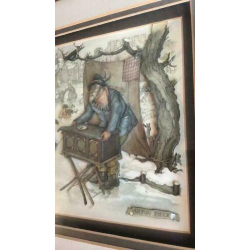 Anton Pieck 3 D ice skating 33.5x26.5 cm