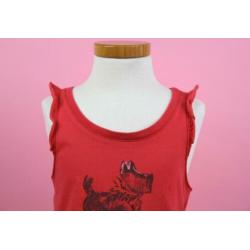 Chipie top rood met ruches en hondje maat 110/116