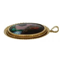14 karaats gouden Vintage ketting hanger portret emaille