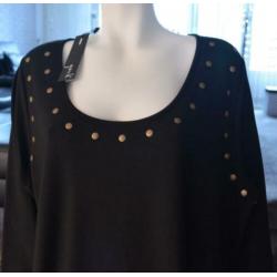 YOEK NIEUW m.label: pracht gitzwarte tuniek m.studs XL 50/52