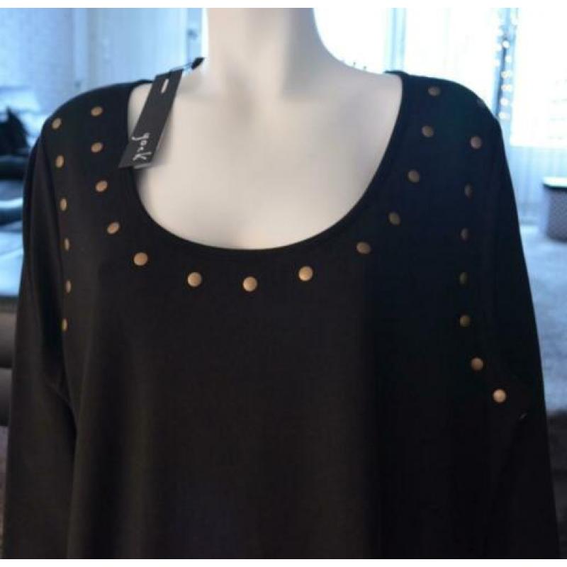 YOEK NIEUW m.label: pracht gitzwarte tuniek m.studs XL 50/52
