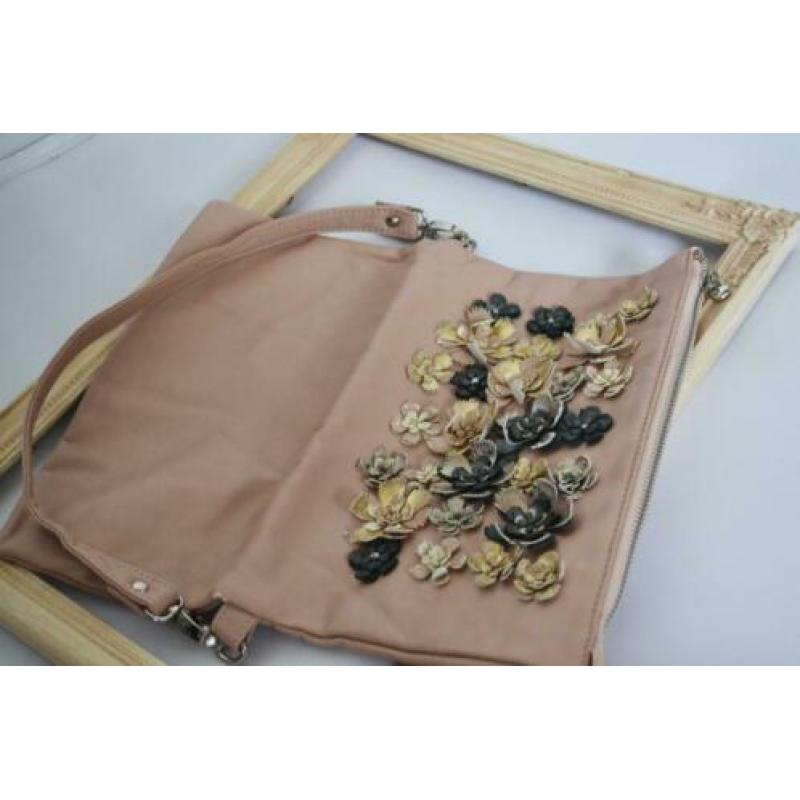 Oudroze tas - cluch PAPRIKA bloemen schattig tasje