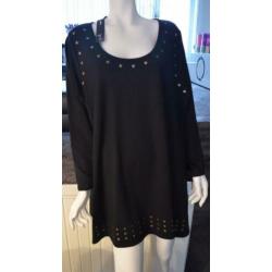 YOEK NIEUW m.label: pracht gitzwarte tuniek m.studs XL 50/52
