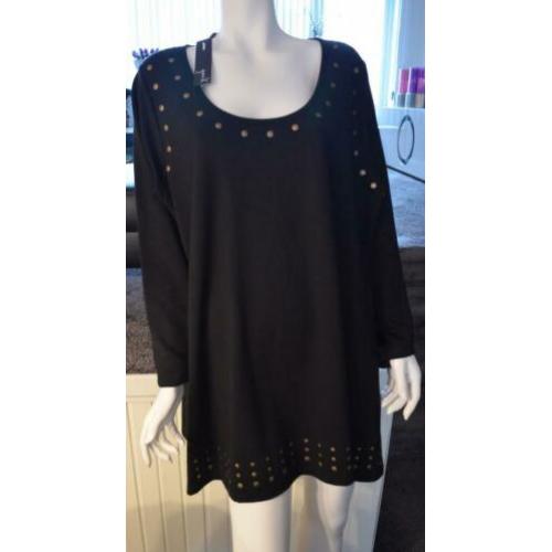 YOEK NIEUW m.label: pracht gitzwarte tuniek m.studs XL 50/52