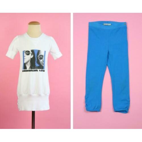 zgan NONO sportieve jurk wit + 3/4 legging blauw maat 116