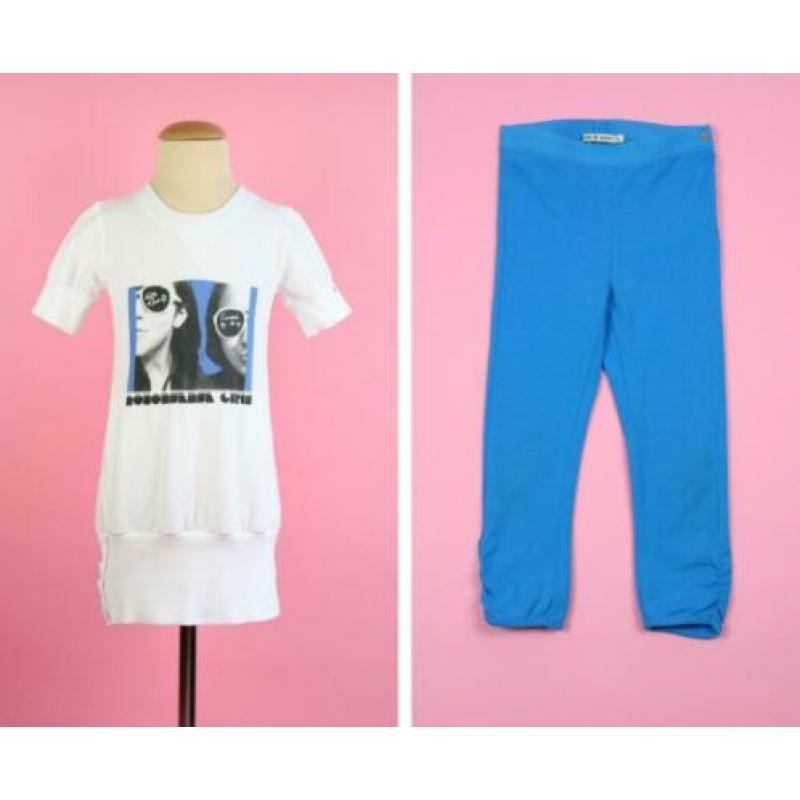 zgan NONO sportieve jurk wit + 3/4 legging blauw maat 116