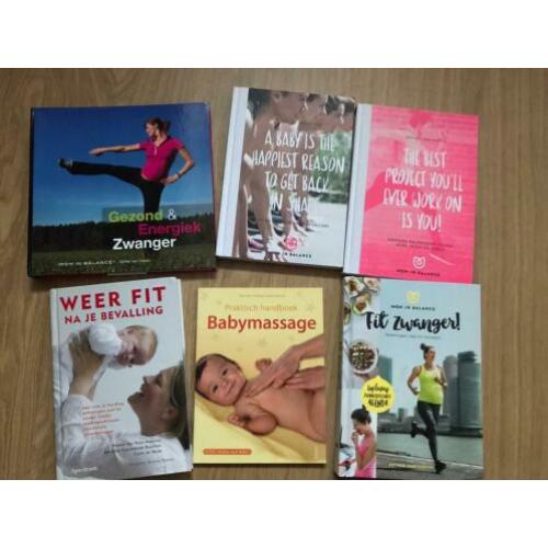 Diverse boeken rondom zwangerschap en baby’s.