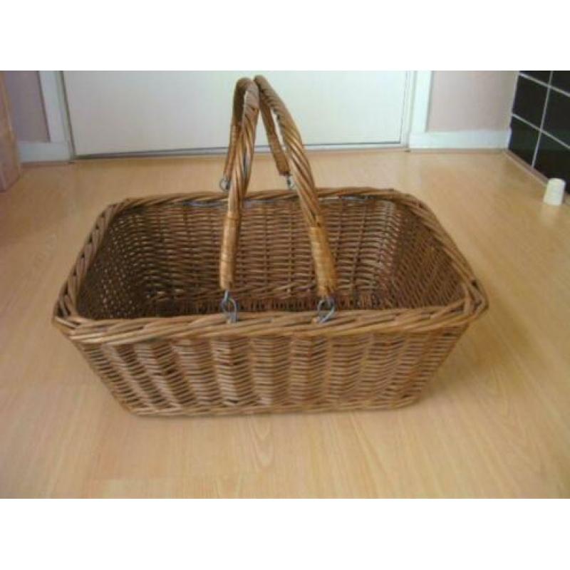 Rieten boodschappenmand, mand met 2 hengsels, rechthoekig