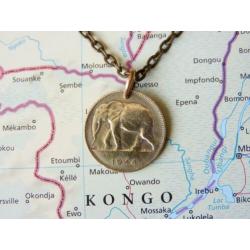 Congo: originele munt ketting/sleutelhanger reiscadeau