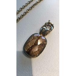 Dyrberg kern set: bruine agaat hanger + grove ketting 80 cm