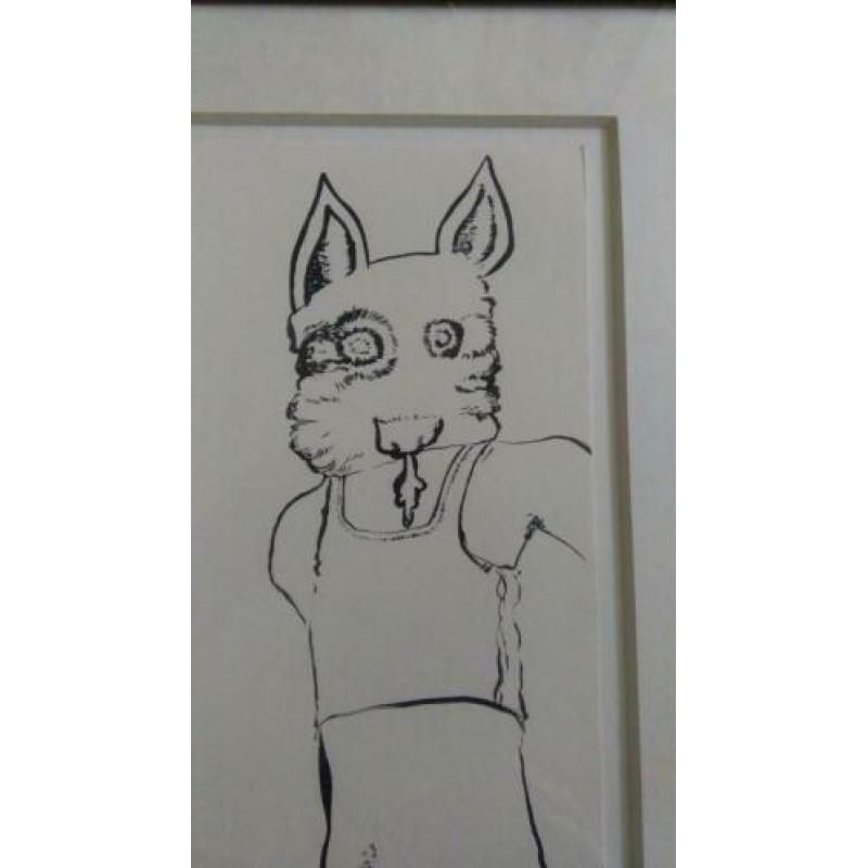 Rachid Ben Ali - Inkttekening op papier (ingelijst)