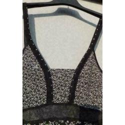 ASHLEY BROOKE zwart/wit stretch jurk met strass mt 40