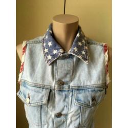 Esprit spijkerjasje M 38 40 sterren denim jacket blauw