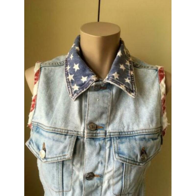 Esprit spijkerjasje M 38 40 sterren denim jacket blauw