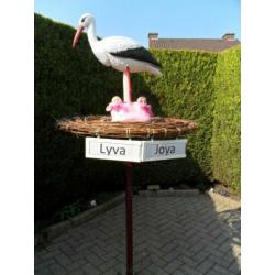 Geboortebord / Super ooievaar / ooievaar + echt nest.