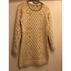 zara warme lange maxi trui tuniek jurk beige goud s 36 zgan