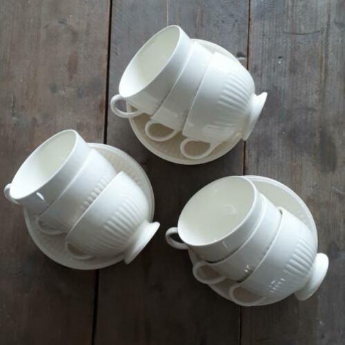 Wedgwood Edme, 9x ontbijtkop en schotel/soepkom (0,3 l)