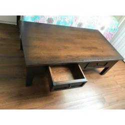 Massief eiken salontafel 140 75 cm 4 laadjes