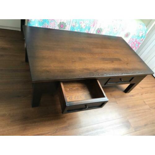 Massief eiken salontafel 140 75 cm 4 laadjes