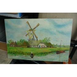 Schilderij Boerderij met molens