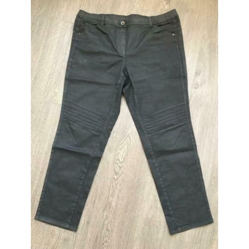 Dames broek zwart leatherlook, grote maat, Samoon Mt 48
