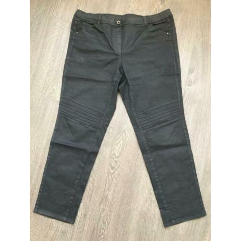 Dames broek zwart leatherlook, grote maat, Samoon Mt 48