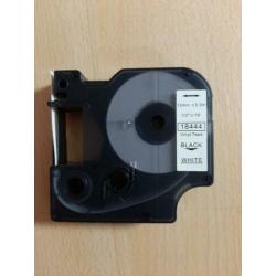 Dymo Rhino label cassette tape 12mm x 5.5 m wit met zwart