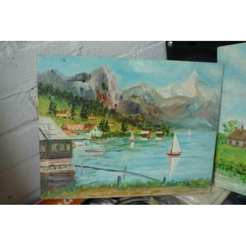 Schilderij Boerderij met molens