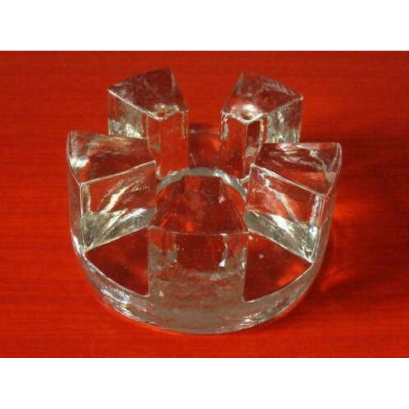 Retro vintage Georgshütte design theelicht van massief glas