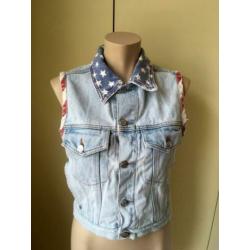 Esprit spijkerjasje M 38 40 sterren denim jacket blauw