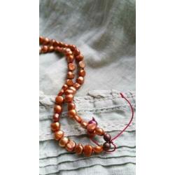 Zoetwaterparels agaat ketting en oorbellen set, boho chic